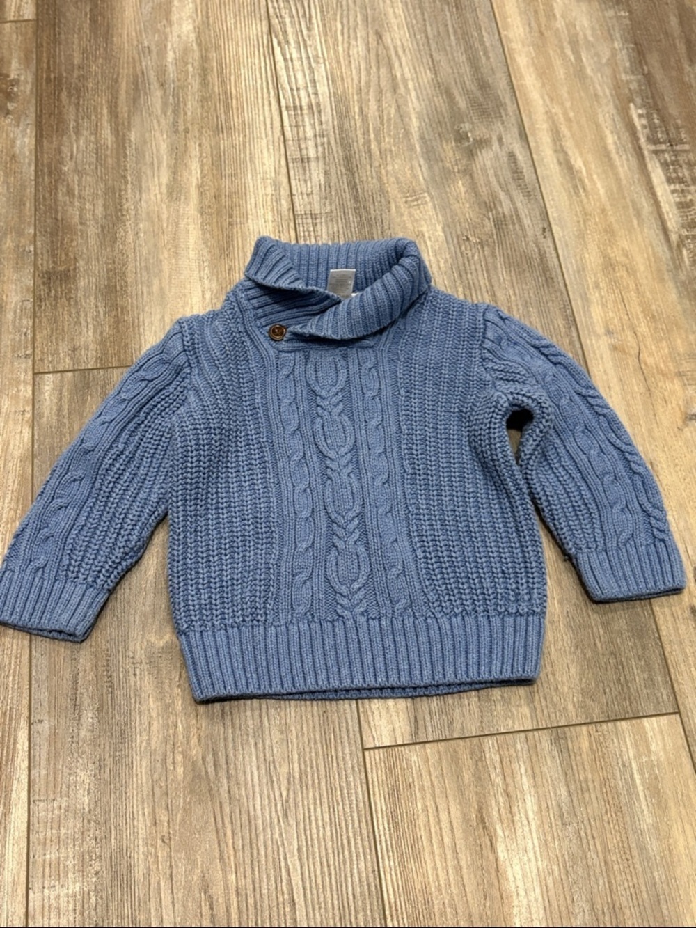 18-24M Janie & Jack Boys Blue Cableknit Cowl Neck Sweater Cotton Wool Blend